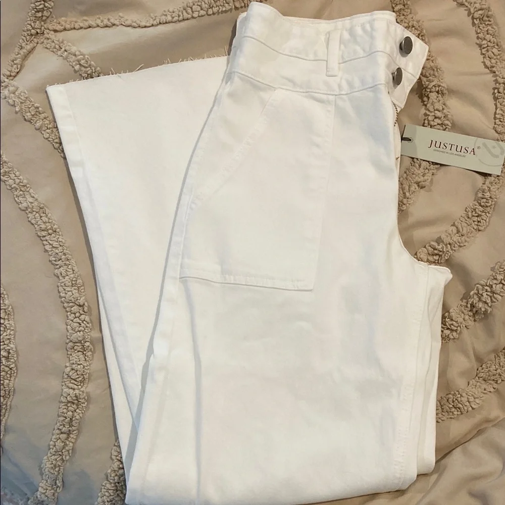 Just USA White Flare Wide Leg Jeans - Picture 4 of 5